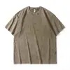 Camiseta Vintage Pesada 230g Lavada e Desgastada, Estilo de Rua Europeu e Americano, Algodão Puro, Caimento Solto, Manga Curta, Estampa de Dragão Personalizada Transfronteiriça