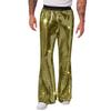Pantalones de Lentejuelas Acampanados para Hombre 2025 Transfronterizos Europeos y Americanos Cintura Elástica Pantalones Acampanados Brillantes Casuales Largos Estilo Discoteca Pantalones Casuales
