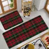 Tapetes de chão com tema de Natal transfronteiriços, tapetes de chão xadrez, tapetes de chão de cozinha, tapetes de chão resistentes a manchas, resistentes a óleo e absorventes, um conjunto de dois, com base antiderrapante