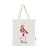 Bolsa de lona para compras de moda spot logo pintado a mano personalizado bolsa de lona publicitaria bolsa de algodón en blanco con asa