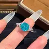 Pendente de Colar Octogonal Rosa Milênio Corte Rosa Diamante Paraíba Diamante de Alto Carbono Brincos de Diamante Roxo Anel Torcido de Água-Marinha para Mulheres