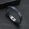 E-Commerce Transfronterizo Nuevo Producto Simple Rayado Acero Inoxidable Pulsera de Cuero Popular Joyería de Mano Pulsera Punk Fabricante