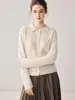 ¡Belleza Básica y Sencilla! Cárdigan de Punto de Cachemira para Mujer, Suéter con Cuello Polo, Camisa Holgada con Bolsillos, Ropa de Abrigo