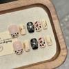Rikman Té Negro Leche Arte de Uñas Hecho a Mano Parche de Uñas Lindo Otoño e Invierno Tallado Estéreo Uñas Postizas Removibles