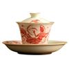 [Liquidación] Tazón de Cerámica con Tapa de Herradura Cultural y Creativa de Dunhuang, Juego de Té de Cerámica, Tazón de Té de Tres Talentos con Tapa, Tazón de Té Antiescaldante