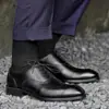 HPIOPL Calidad 5505 Madera Imitación Brock Zapatos Cuadrados de Cuero Japonés 2023 Nuevos Zapatos de Cuero Transfronterizos