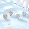 Pendientes clásicos de moda de doble capa con circonita en forma de corazón de plata de ley 925, nicho, ins, simples, en forma de corazón, para otoño e invierno, venta al por mayor