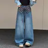 Jeans de Nuevo Estilo Otoñal para Niñas (Talla mediana a grande) Ropa para Niños Niñas Cuadros Forma de P Volantes Jeans Elegante Versátil Moderno
