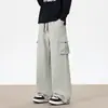 Pantalones de trabajo estilo americano para hombre, pantalones casuales de otoño, pantalones rectos holgados para adolescentes, nuevo modelo 2026 pantalones de pierna ancha para hombre
