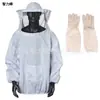 Ropa Anti-Abejas Guantes Traje Capucha de Abeja Parte Superior de Medio Cuerpo Ropa Protectora para Cría de Abejas Piel de Oveja Engrosada Ropa de Apicultura para Abejas