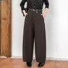 Calça Casual Slimming de Cintura Alta Outono Feminina 2026 Nova Calça Reta Solta de Perna Larga Versátil Calça Longa que Esconde Gordura Feminina