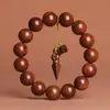 Pulsera de Madera de Azufaifo Natural Recolectada a Mano Sin Rayos, con Colgante de Vajra, Cuentas Budistas Estilo Chino para Hombre
