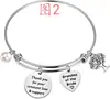 Venta Caliente de Amazon Grabado Motivacional Acero Inoxidable Redondo Colgante de Marca Árbol de la Vida Accesorios en Forma de Corazón Pulsera Ajustable Pulsera
