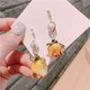 Brincos de Moda Estilo Coreano, Agulha de Prata Microincrustada Flor Rosa Brincos Assimétricos Atacado Fornecimento de Origem Caqui
