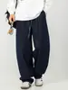 Jeans Vintage de Mezclilla Cruda, Pantalones Estilo Primavera Nuevos con Puños Plisados, Corte Holgado Estilo Americano, Pantalones Largos Únicos con Cordón