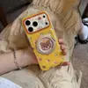 Capa de Urso com Bolinhas e Xadrez para iPhone 17 Pro Max, Suporte Magnético 360 Apple 18P, Fofa para 16