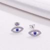 Populares Aretes de Ojo de Demonio de Plata Esterlina S925 con Incrustaciones de Diamantes Europeos y Americanos, Modernos y Elegantes para Hombre y Mujer, Joyería para la Oreja de Ojo Azul al Por Mayor
