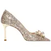 Zapatos de Boda para Mujer 2026 Nuevo Estilo Zapatos de Novia con Lazo de Pedrería, Color Plateado, Tacones Altos Cómodos de Punta Fina para Bodas