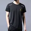 Camiseta masculina de manga curta de seda gelada, tamanho grande, solta, casual, para o verão, estilo coreano, roupas da moda, camiseta masculina