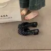 Sandalias de Tacón Grueso con Puntos Estilo Coreano y Punta Abierta 2026 Primavera/Verano para Mujer con Lazo Slip-On Sandalias Perezosas para Exteriores