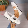 2026 Verão Novo Comércio Exterior Tamanho Plus Feminino Casual Confortável Sapatos Baixos Franceses Planos com Tira de Fivela Tamanho Único Serve para Todos