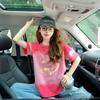 Linda Camiseta Tie-Dye Degradê de Algodão Puro para Mulheres 2025 Super Popular Divertida Grafite de Coração Solta e Estilosa Top Versátil