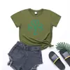Camiseta Verde Festa Irlandesa Estampa de Trevo Amor St. Roupa de Casal de Manga Curta para o Dia de São Patrício
