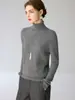 Suéter de cuello alto 100% cachemira pura para mujer, tejido base ajustado para otoño e invierno, suéter de cachemira de manga larga, color liso, estilo para ir al trabajo