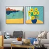 Nordic Lovely Sofá Móvil para Sala de Estar Pintura Decorativa para Pared de Fondo Pintura de Paisaje Moderna Fresca Pintura al Óleo para Dormitorio Pintura Colgante