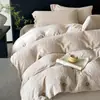 Conjunto de quatro peças de luxo leve de veludo de leite, espessado para o inverno, flanela, capa de edredom de veludo coral, lençol de cama, roupa de cama de inverno