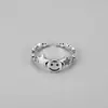 Anillo Abierto Simple de Cara Sonriente y Estrella Estilo Coreano y Japonés para Mujer, Anillo de Cadena para Dedo Índice Personalidad Retro Vintage de Moda Tendencia