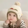 Gorro para bebé para otoño e invierno, gorro grueso y cálido que protege las orejas para bebés niños, gorro de lana tejido para bebés y niños pequeños para usar afuera en invierno