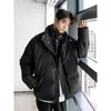 Jaqueta Masculina de Algodão Falso Preta Estilosa de Alto Padrão Inverno Novo Estilo Coreano Casaco Quente Moda Tendência Vestuário de Algodão