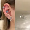 Uña de Hueso de Oreja Lágrima de Estrella Estrella Hombre Cruz Acero de Titanio Pendientes Brillo Zircón Colgante Uña de Hueso de Oreja Pendientes Pendientes