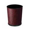 Cubo de Basura para Habitación de Hotel de Cuero PU Negro y Rojo Estilo Sureño, Papelera Redonda Ovalada Cónica para Habitación Doméstica