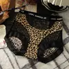 2027 Chica Atractiva Sexy Malla Semitransparente Seda de Hielo Sin Costuras Estampado de Leopardo Tiro Medio Cinturilla de Moda Algodón Puro Entrepierna Calzones Mujer