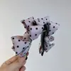 Tocado estilo coreano dulce cinta de gasa con lunares cinta lazo tridimensional pinza de plátano pinza vertical para coleta de temperamento adulto pasador