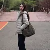 Otoño e Invierno Nuevo para Mujer con Capucha Ligera de Algodón Corta Holgada Versátil Estilo Coreano Estilo Ins Chaqueta Comercio Exterior al por Mayor