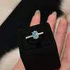 Colar Anel de Prata Esterlina S925 Aquamarina Oval Ovo de Pombo Conjunto de Joias de Luxo Leve com Pedra Preciosa Colorida Diamante Azul