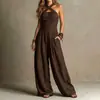 2026 Moda de verano transfronteriza europea y americana para mujer, elegante mono sin mangas con cuello halter al descubierto y fruncido en la cintura