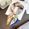 Primavera y Verano Cuadrado Pequeño Cuadrado Estampado Azul Cuadros Tejido de Punto por Urdimbre para Mujer en stock Pañuelo Decorativo Cuadrado 70x70cm