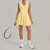 Ropa de yoga al por mayor transfronteriza con almohadillas en el pecho, vestido deportivo adelgazante, minifalda de tenis, ropa de fitness con sensación de segunda piel, traje de una pieza envío directo