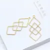 Accesorios de joyería DIY Material para aretes coreanos Colgante geométrico de platino y oro real de 14 quilates Material para aretes hechos a mano