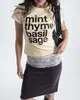 Camiseta feminina estilo Y2k Americano-Coreano, top casual curto slim fit, estampa de letras simples personalizada, mangas curtas slim fit