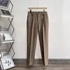 Pantalones de Traje para Hombre Estilo Hong Kong Ins Frescos Rectos Ajustados Cortos Otoño Versión Coreana Modernos Caída Pantalones de Vestir Casuales