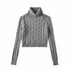 Suéter de Cuello Alto Trenzado Spice Girl Otoño e Invierno 2024 Moda Versátil Estilo Perezoso Top Corto