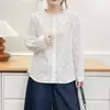 EspecialTallas Grandes mujer otoño nuevo dulce ribete de encaje cuello camisero manga larga camisa top casual 0830