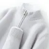 Suéter de Cachemira con Cremallera de Terciopelo Bai Cai, Estilo Otoño/Invierno, Cuello Medio Alto, Corte Holgado, Prenda Base de Punto Moderna y Casual para Hombre