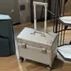 Maleta de cabina de aleación de aluminio y magnesio con tapa de apertura superior para equipo fotográfico, 20 pulgadas, ruedas desmontables, maleta de mano