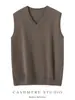 Venta al por mayor de fábrica Hilo Consinee Elegante 100% Cachemira Pura Chaleco de Cuello V Chaleco para Hombre Suéter Casual Holgado Hombre
